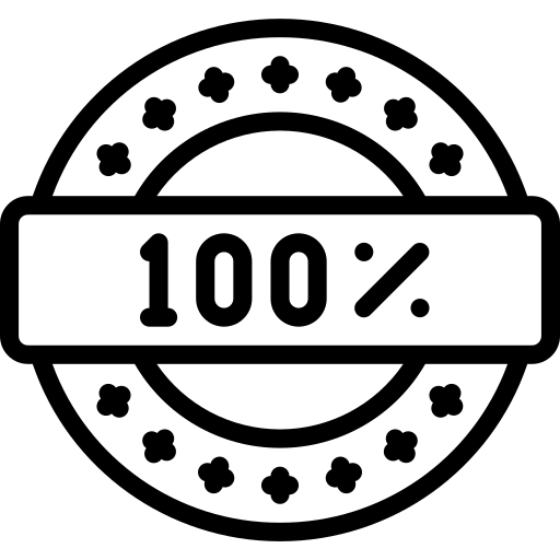 Circular badge graphic with “100% Authentic” text centered