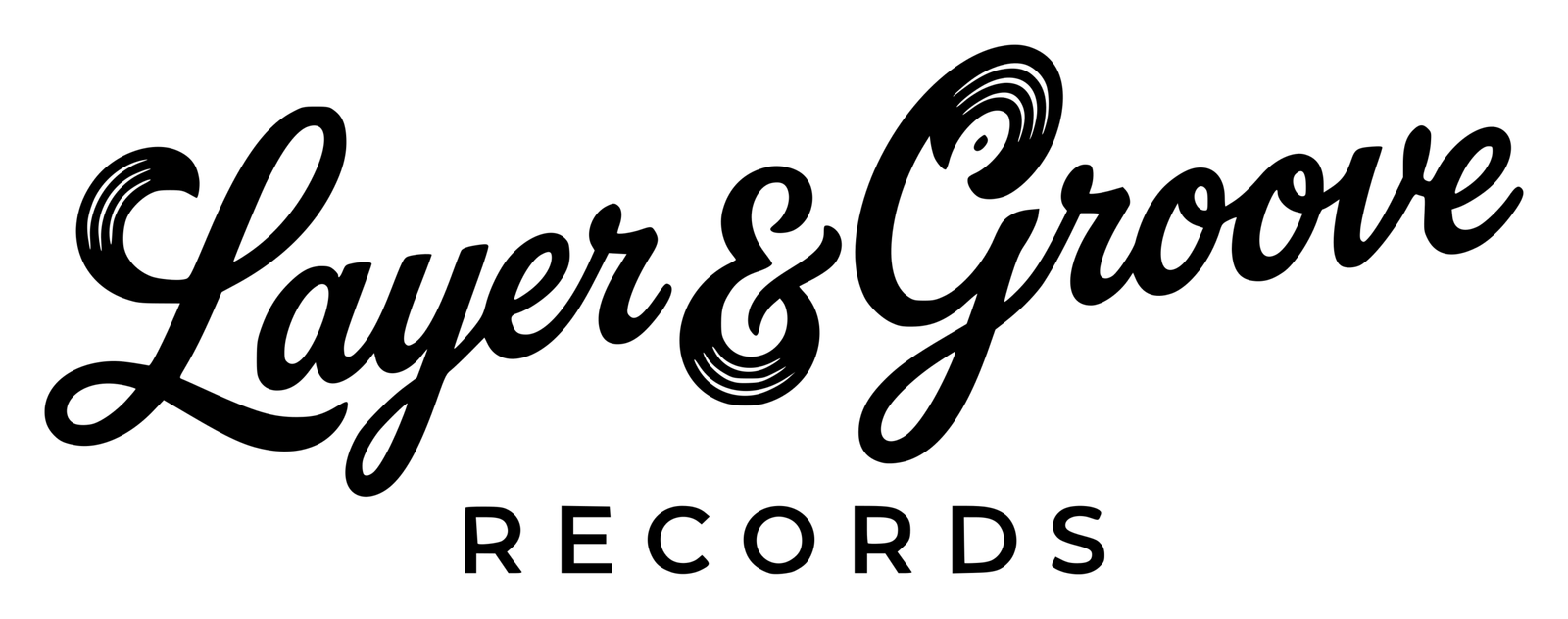 Black and white Layer & Groove Records logo featuring vinyl record typography.
