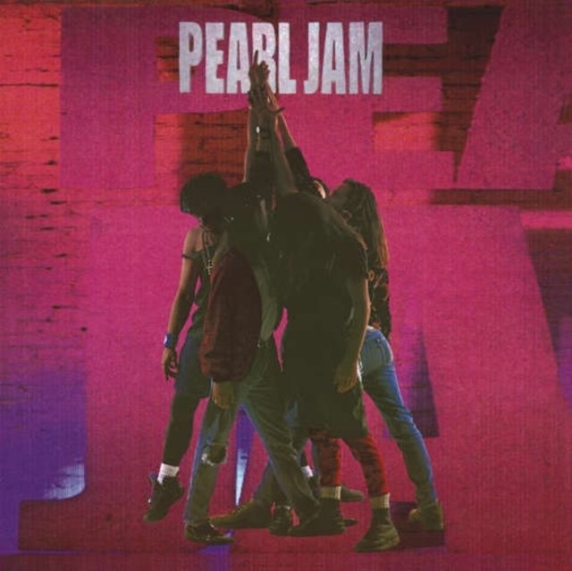 Pearl Jams debut album cover for Ten, featuring band members joining hands.
