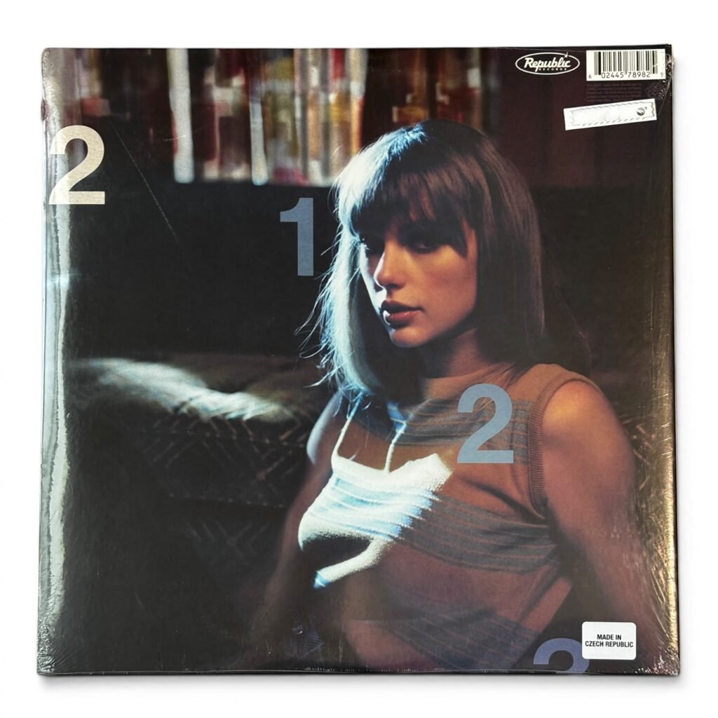 Back sleeve of Midnights with track list and design details
