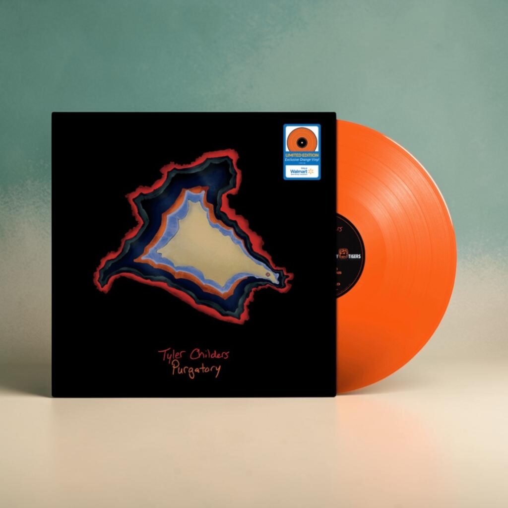 Tyler Childers Purgatory vinyl LP with black album sleeve and neon orange record.