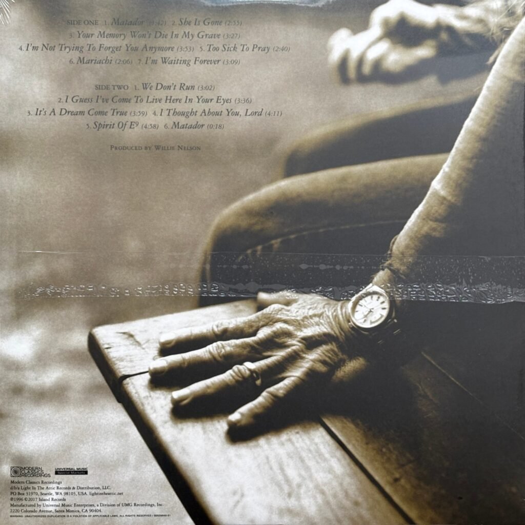 Vintage sepia Willie Nelson album cover featuring a close-up of a weathered hand.