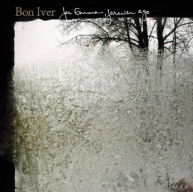 Bon Ivers For Emma, Forever Ago album cover featuring a frosted winter window.