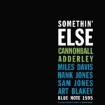 Minimalist jazz album cover for Cannonball Adderleys Somethin Else on Blue Note Records.