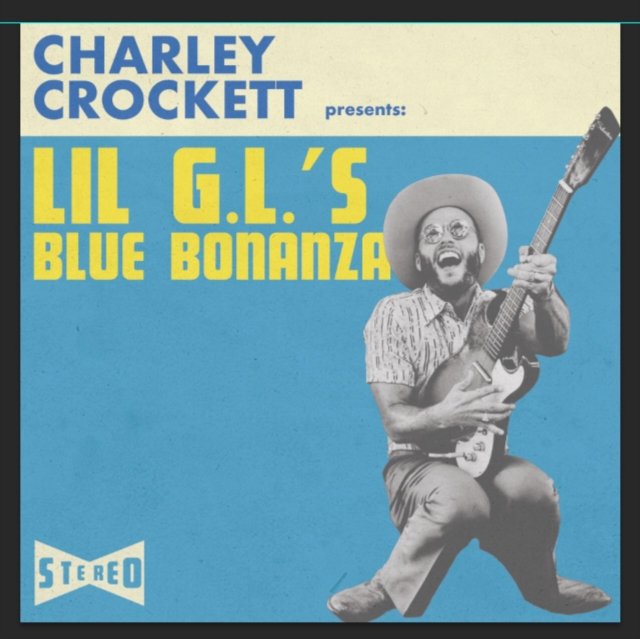 Retro blue album cover for Charley Crocketts Lil G.L.s Blue Bonanza.