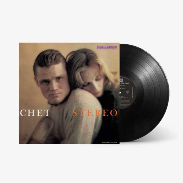 Chet Bakers Chet jazz vinyl record album cover with a black LP disc.