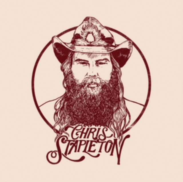 Vintage line-art portrait of country music artist Chris Stapleton in a cowboy hat.