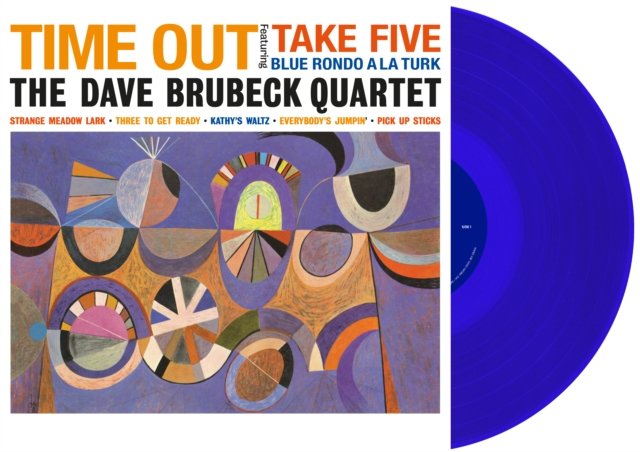 The Dave Brubeck Quartets Time Out album cover with a blue vinyl record.