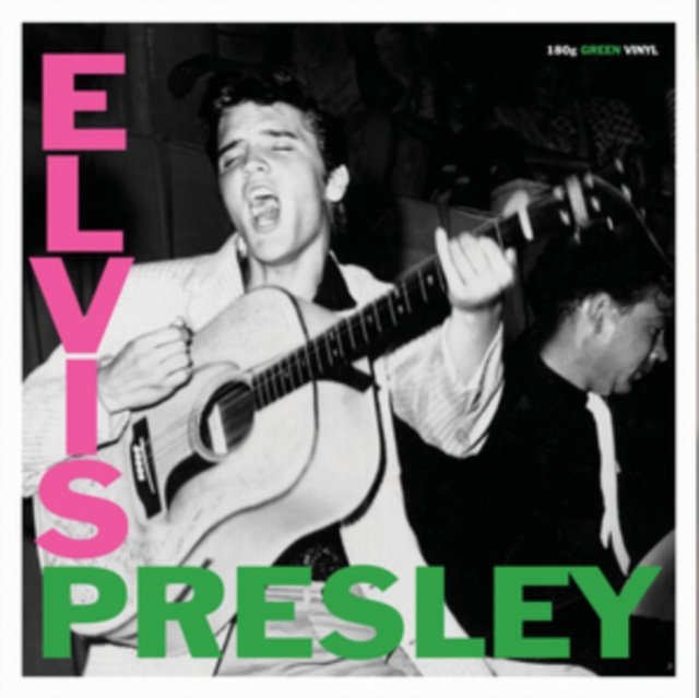 Elvis Presleys 1956 self-titled debut album cover with iconic pink and green text.