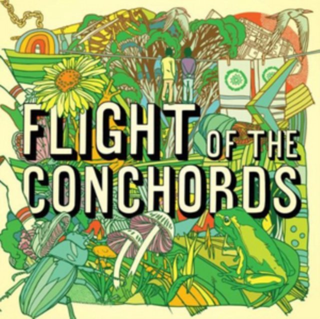Flight of the Conchords self-titled album cover art featuring psychedelic nature illustrations.