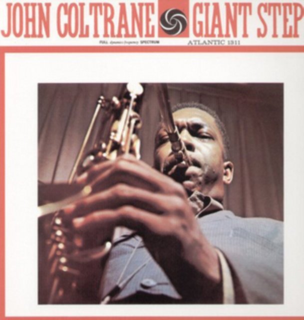 John Coltranes Giant Steps album cover showing him playing the tenor saxophone.