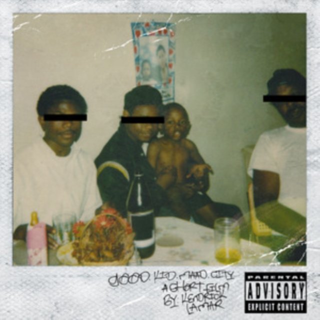 Kendrick Lamars good kid, m.A.A.d city album cover featuring a vintage family Polaroid photo.