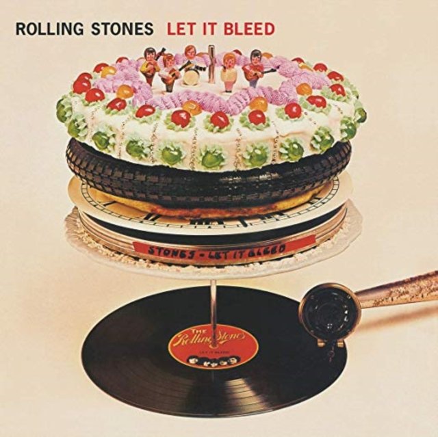 Album cover artwork for Let It Bleed by The Rolling Stones featuring surreal stacked objects.