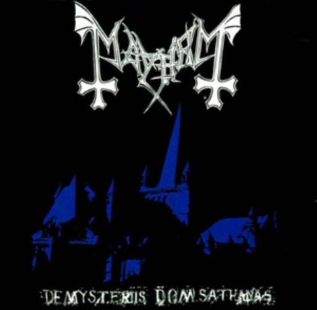 Black metal album cover for Mayhems De Mysteriis Dom Sathanas featuring Nidaros Cathedral.