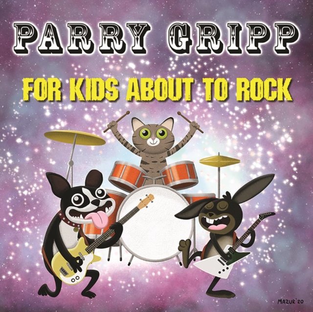Parry Gripps For Kids About To Rock album cover with a cartoon animal rock band.