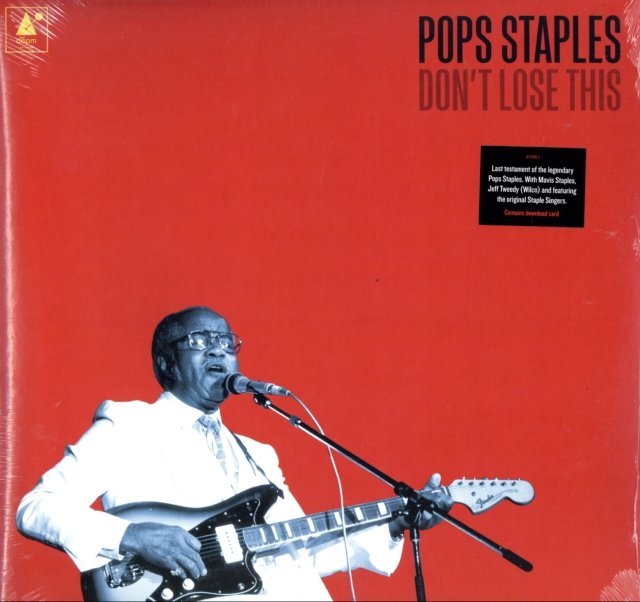 Vinyl album cover of Dont Lose This by Pops Staples featuring a red background.