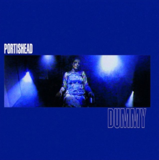 Portishead Dummy album cover art featuring a blue-lit photograph of singer Beth Gibbons.