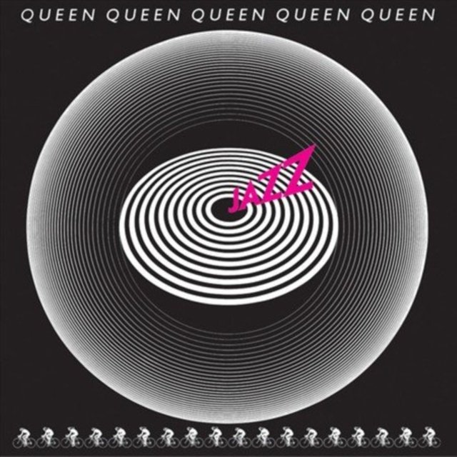 Queens 1978 Jazz album cover artwork featuring op-art concentric circles and pink text.