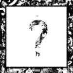 Black and white question mark album cover art with a photo collage border.