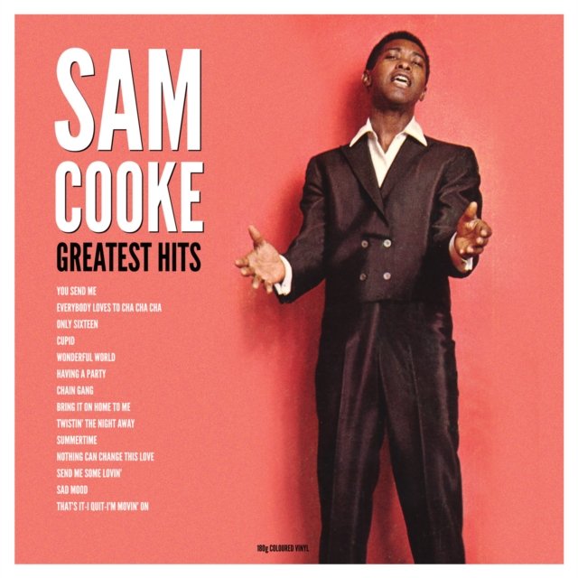 Sam Cooke Greatest Hits album cover featuring the singer performing on a red background.