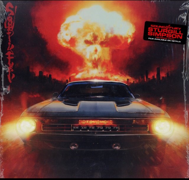 Sound & Fury album cover by Sturgill Simpson featuring a muscle car and mushroom cloud.
