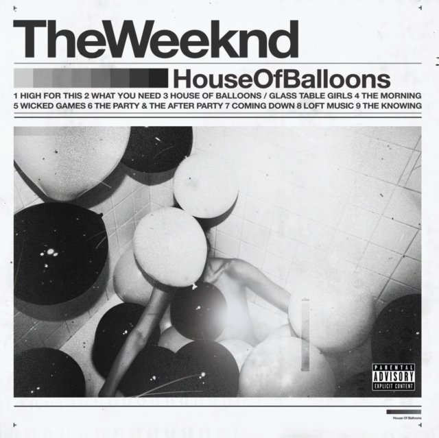 Black and white album cover art for The Weeknds House of Balloons mixtape.