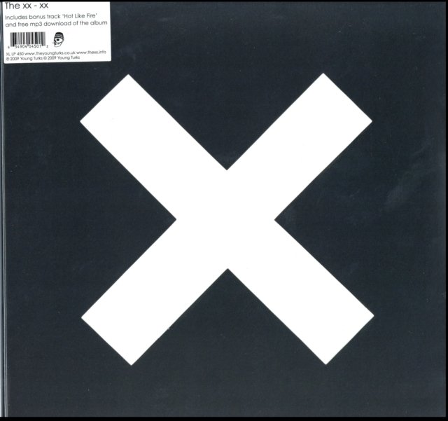 The xx debut album cover featuring a large white X on a black background.