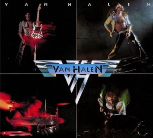 Van Halens 1978 self-titled debut album cover with four band photos and logo.