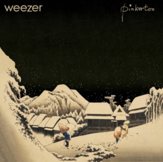 Weezers Pinkerton album cover featuring Hiroshiges Night Snow at Kambara woodblock print.
