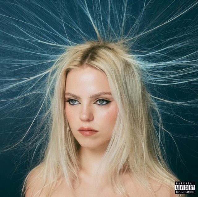 Album cover featuring a blonde woman with dramatic static hair against a teal background.