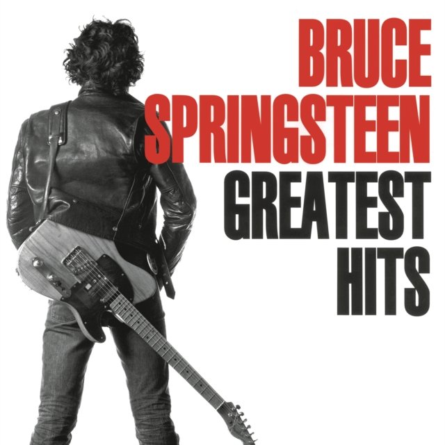 Bruce Springsteen Greatest Hits album cover featuring the artist in a leather jacket with guitar.