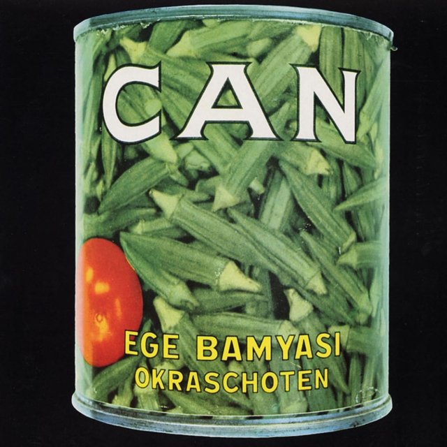 Album cover for Cans Ege Bamyasi featuring a tin can labeled with green okra.