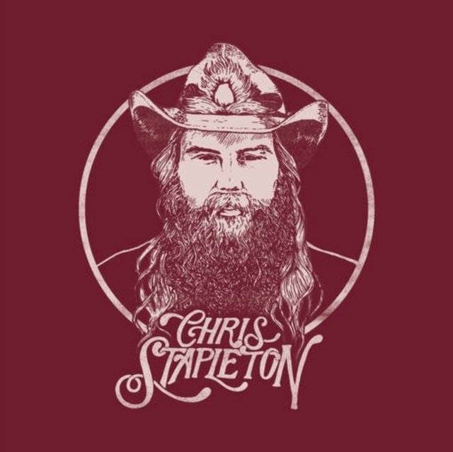 Stylized line art portrait illustration of country artist Chris Stapleton wearing a cowboy hat.