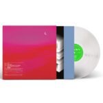 Modern clear vinyl record album packaging with a pink and red gradient cover.