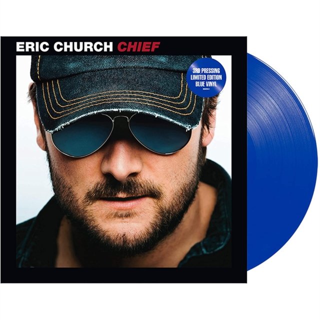 Eric Church Chief album cover featuring a limited edition blue vinyl record.