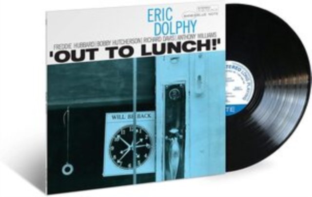 Eric Dolphy Out to Lunch! Blue Note vinyl LP album sleeve and black record.