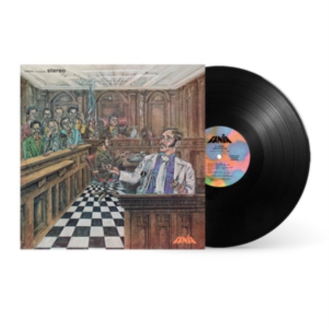 Vintage Fania Records vinyl LP album with an illustrated courtroom sleeve.