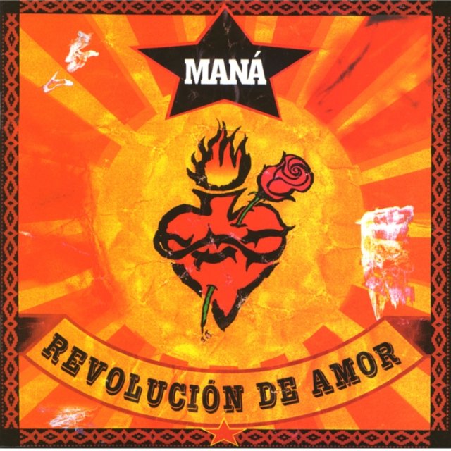 Album cover art for Revolución de Amor by Mexican rock band Maná.