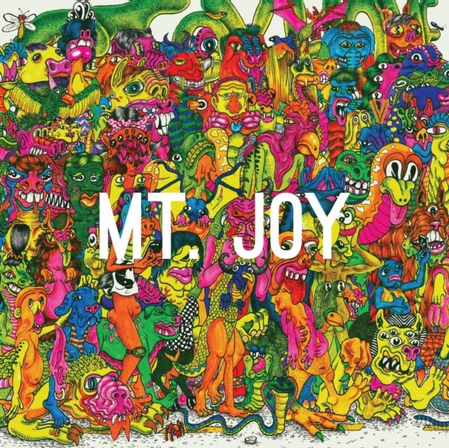 Mt. Joy album cover artwork featuring vibrant psychedelic monsters and bold white text.