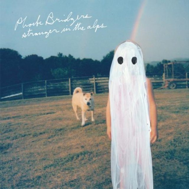 Phoebe Bridgers Stranger in the Alps album cover featuring a ghost figure and dog.