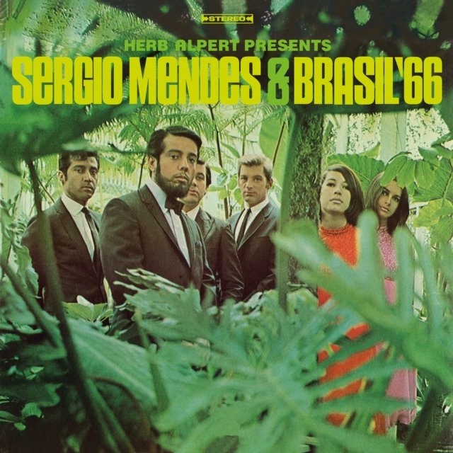 Album cover for Herb Alpert Presents Sergio Mendes & Brasil 66 in tropical foliage.