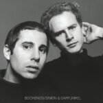 Black-and-white album cover portrait of Paul Simon and Art Garfunkel for Bookends.