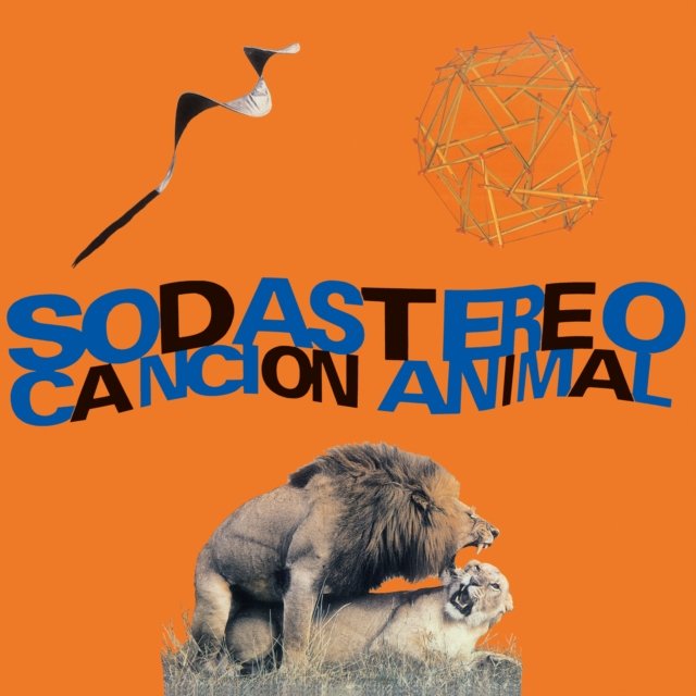 Album cover art for Soda Stereos Canción Animal featuring lions on an orange background.