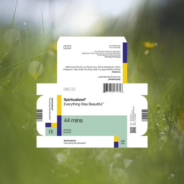Spiritualizeds Everything Was Beautiful album artwork designed as a flattened prescription box.