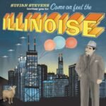 Album cover artwork for Sufjan Stevens Illinois, featuring a retro Chicago skyline.
