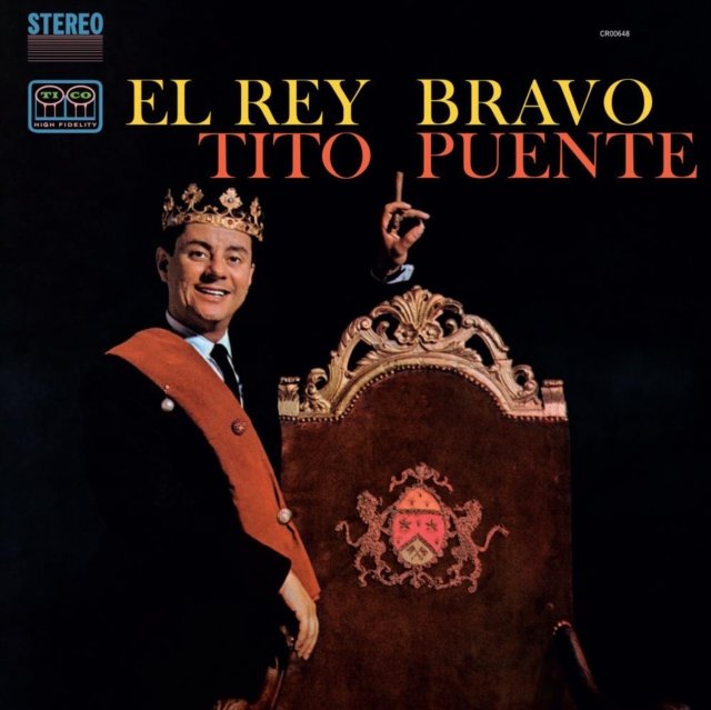 Tito Puente wearing a golden crown on the El Rey Bravo album cover.