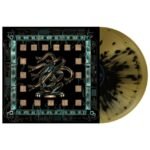 Vinyl album cover sleeve with sci-fi artwork and amber splatter vinyl record.